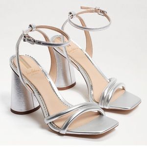 NWT Kia Block Heel Sandal, Silver, 7.5 M, Sam Edelman